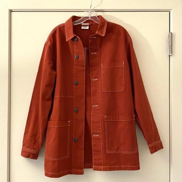 BDG Urban Outfitters Workwear Utility Chore Jacket in Rust, Burnt Red, Fall, XS - Picture 2 of 11